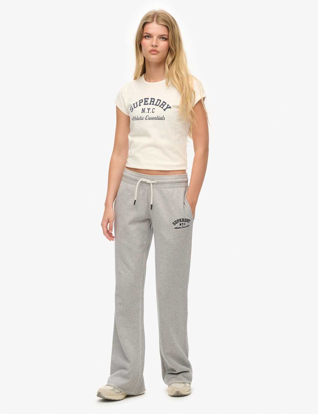 Superdry & Co Women's Pure Cotton Drawstring Slim Fit Joggers - 10 - Light Grey - Available at M&S