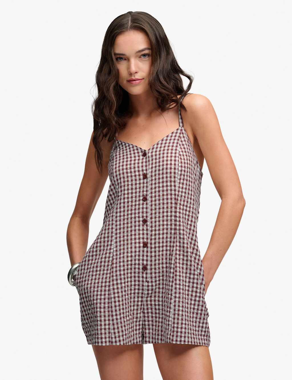 Superdry & Co Women's Pure Cotton Gingham Cami Playsuit - 8 - Red - Available at M&S