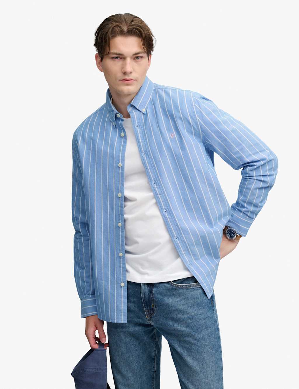 Superdry & Co Men's Relaxed Fit Preppy Oxford Long Sleeve Shirt - L - Blue - Available at M&S