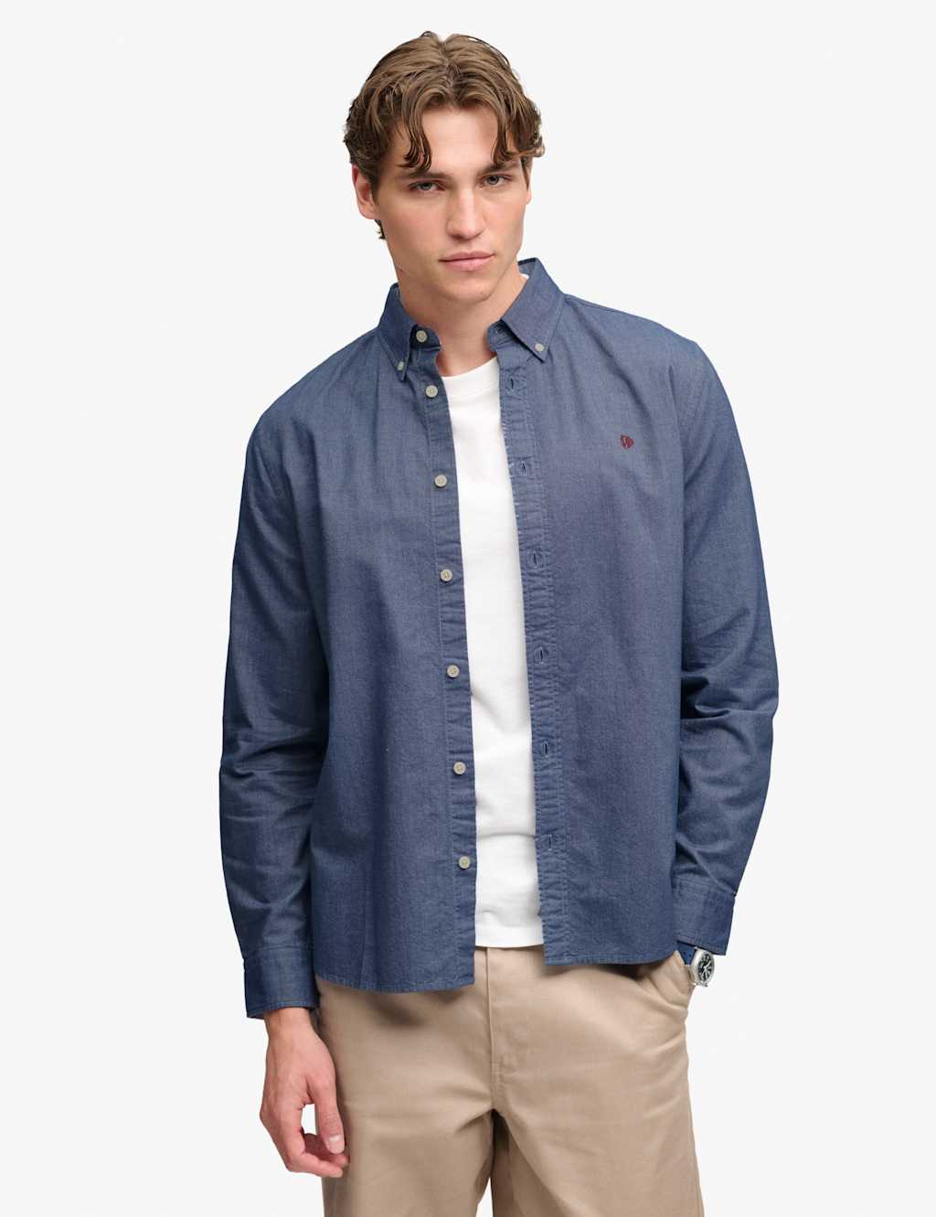 Superdry & Co Men's Relaxed Fit Pure Cotton Striped Oxford Shirt - XL - Blue - Available at M&S