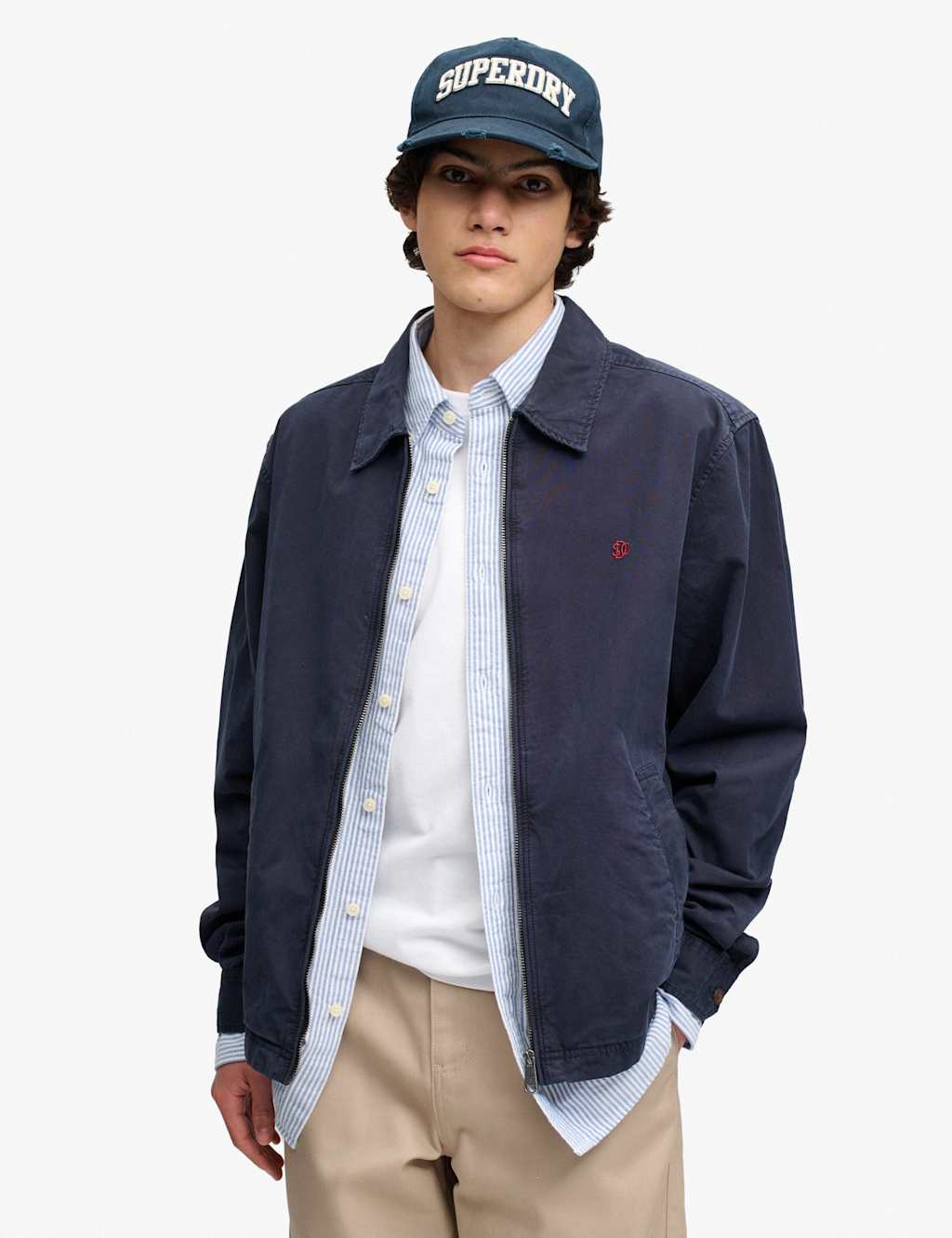 Superdry & Co Men's Pure Cotton Lightweight Harrington Jacket - XL - Navy - Available at M&S