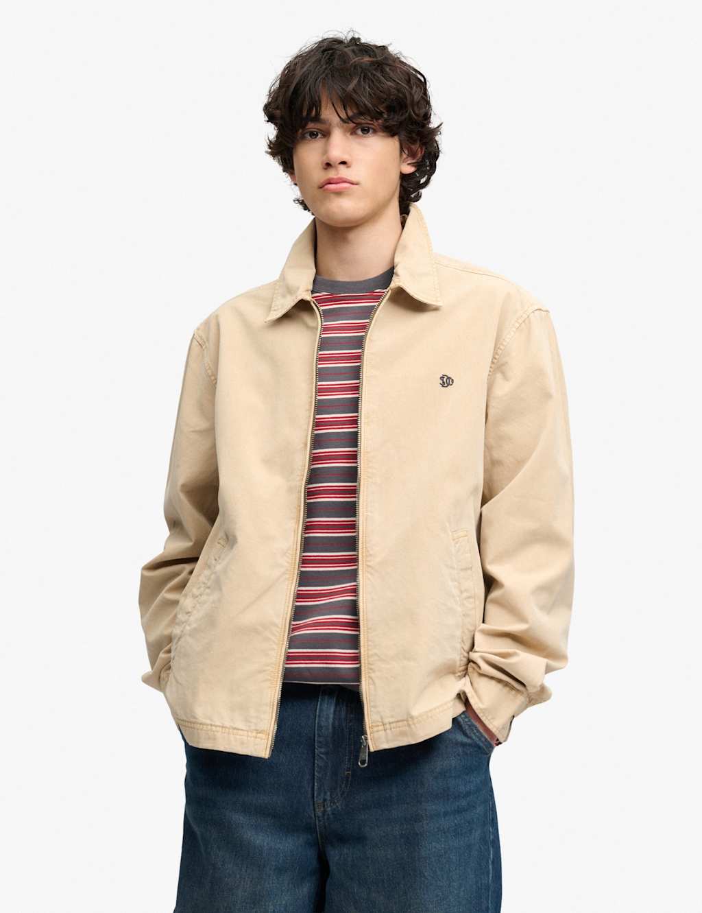 Superdry & Co Men's Pure Cotton Lightweight Harrington Jacket - XL - Beige - Available at M&S
