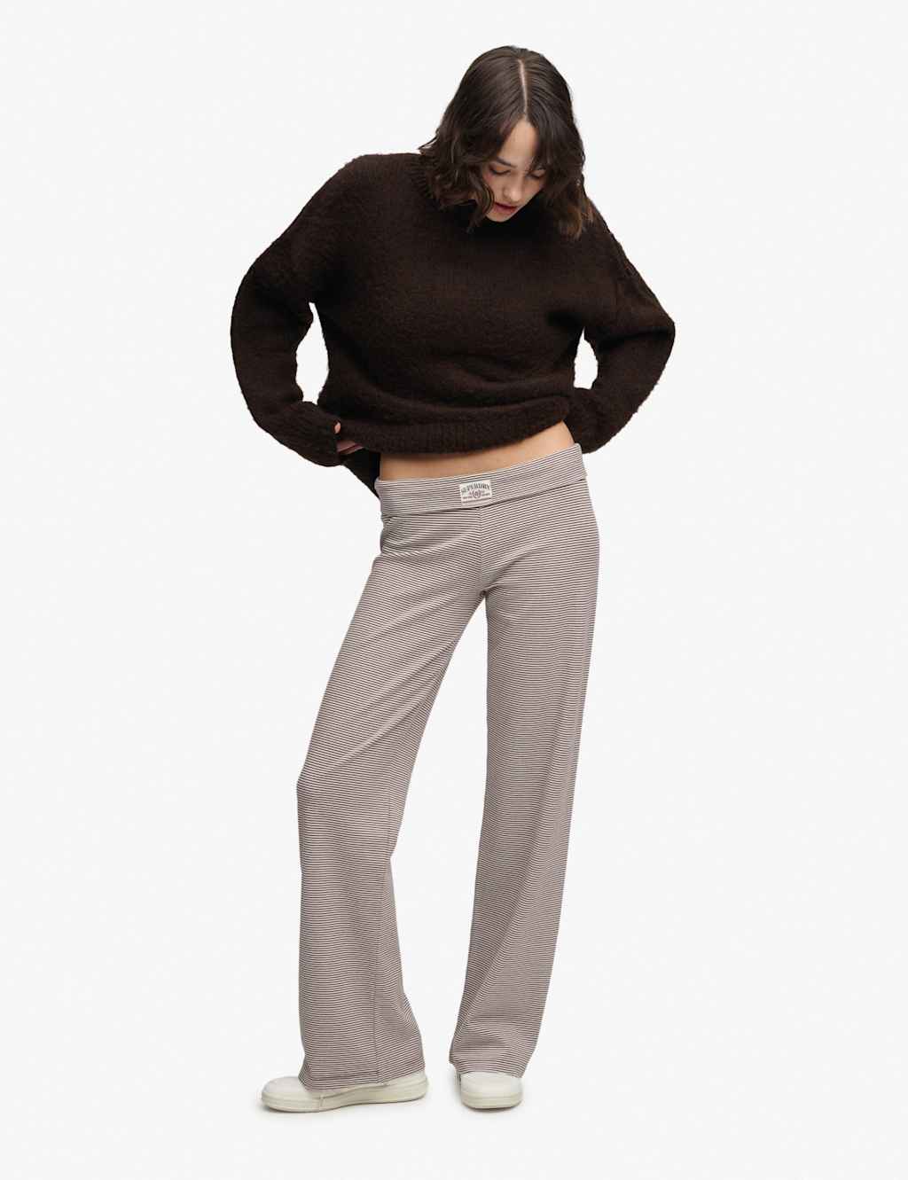Superdry & Co Women's Jersey Striped Slim Fit Joggers - 16 - Brown Mix - Available at M&S