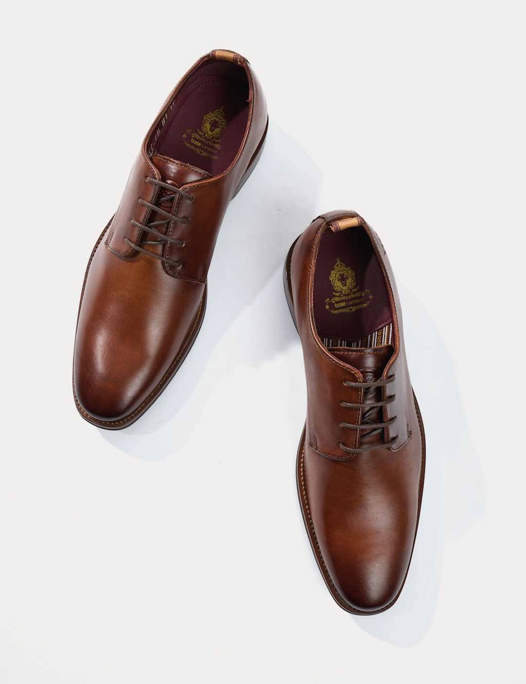 Base London Men's Leather Derby Shoes - 7 - Tan - Available at M&S