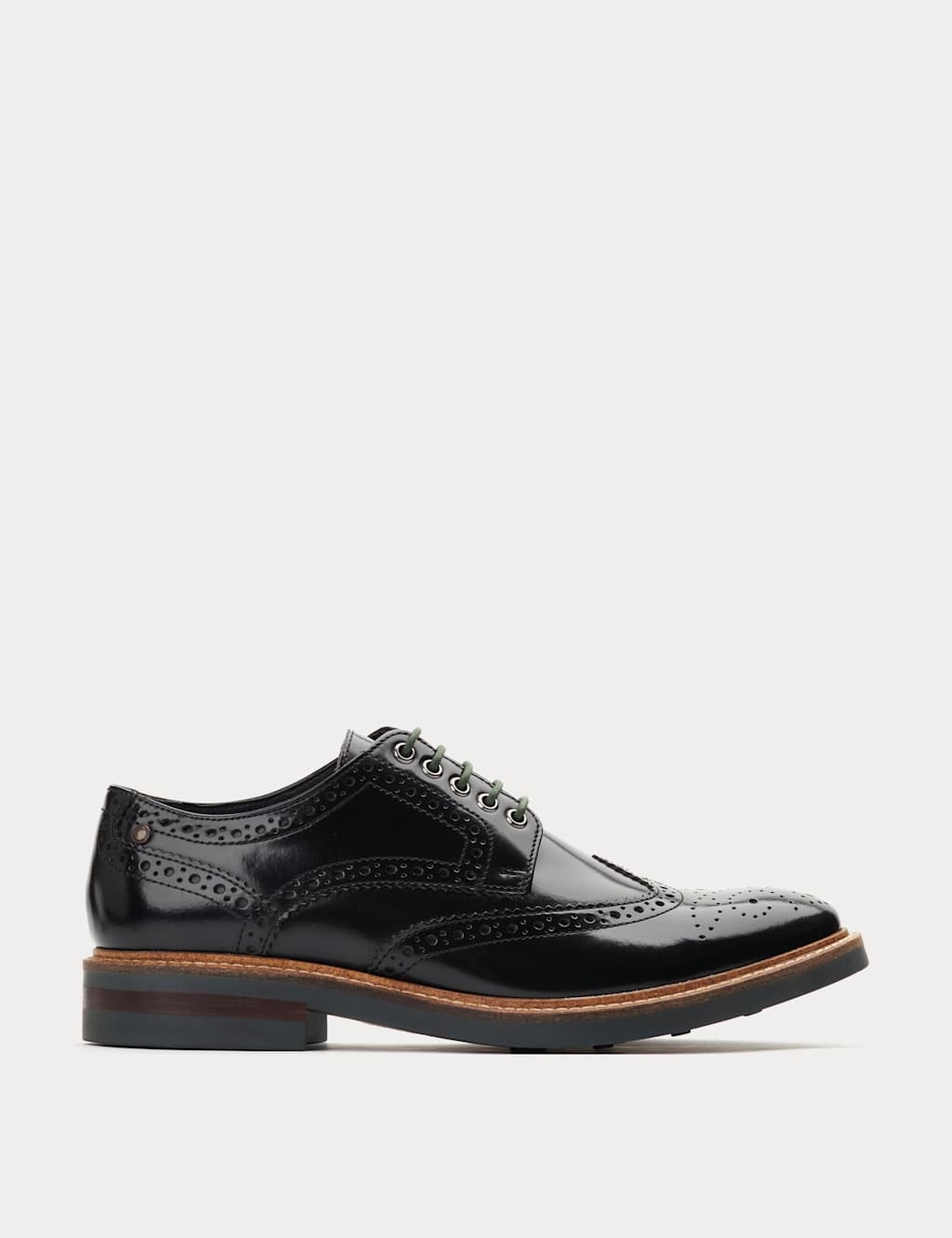 Base London Men's Leather Hi-Shine Brogues - 12 - Black - Available at M&S