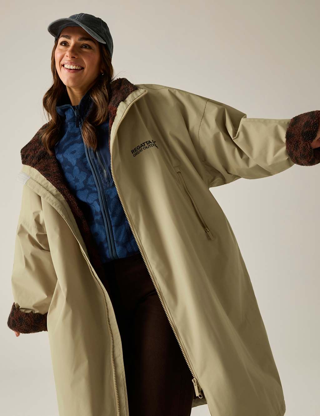 Regatta Women's Waterproof Leopard Lined Changing Robe - Small-Medium - Beige - Available at M&S