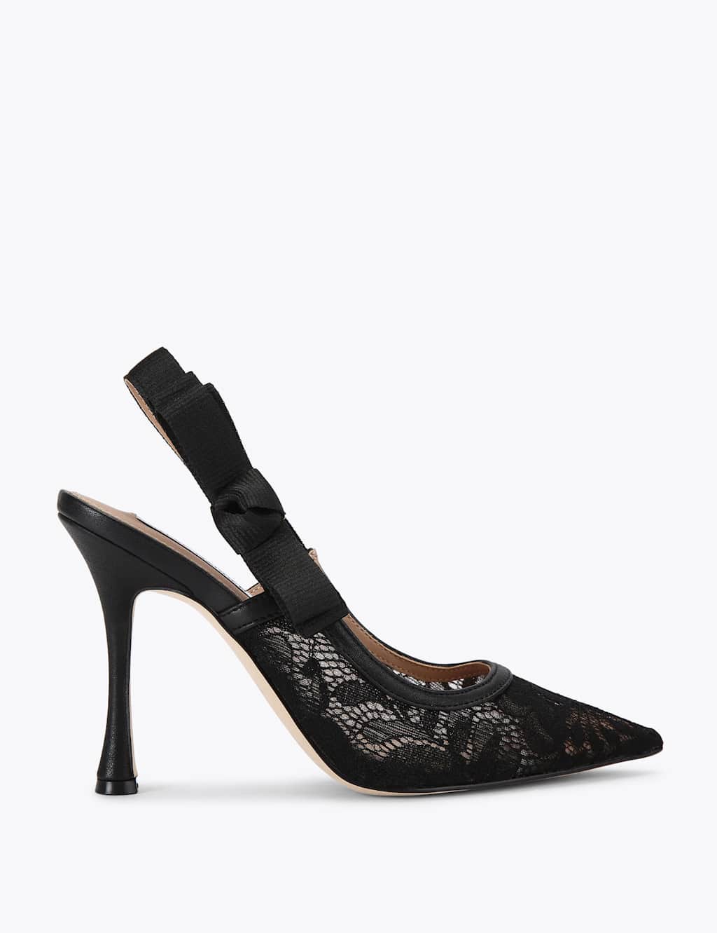 Steve Madden Women's Lace Stiletto Heel Pointed Slingback Shoes - 6 - Black - Available at M&S