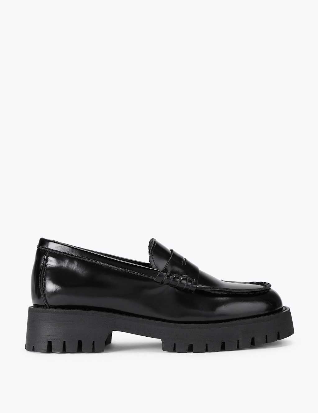 Steve Madden Women's Leather Chunky Block Heel Loafers - 8 - Black - Available at M&S