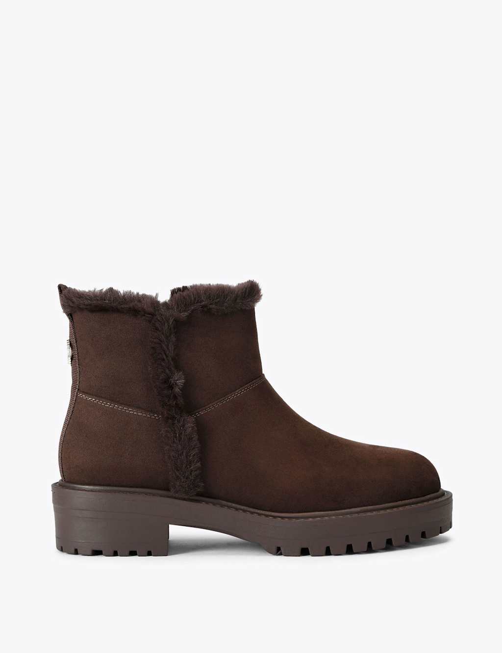Carvela Women's Faux Fur Trim Flat Round Toe Ankle Boots - 8 - Brown - Available at M&S