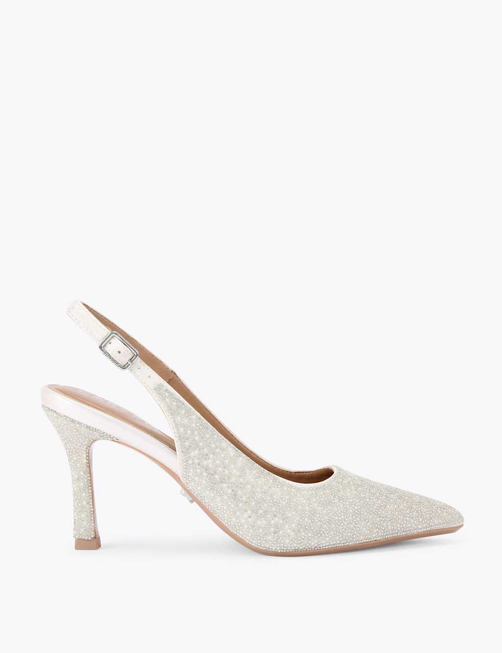 Carvela Women's Embellished Stiletto Heel Slingback Shoes - 5 - White - Available at M&S
