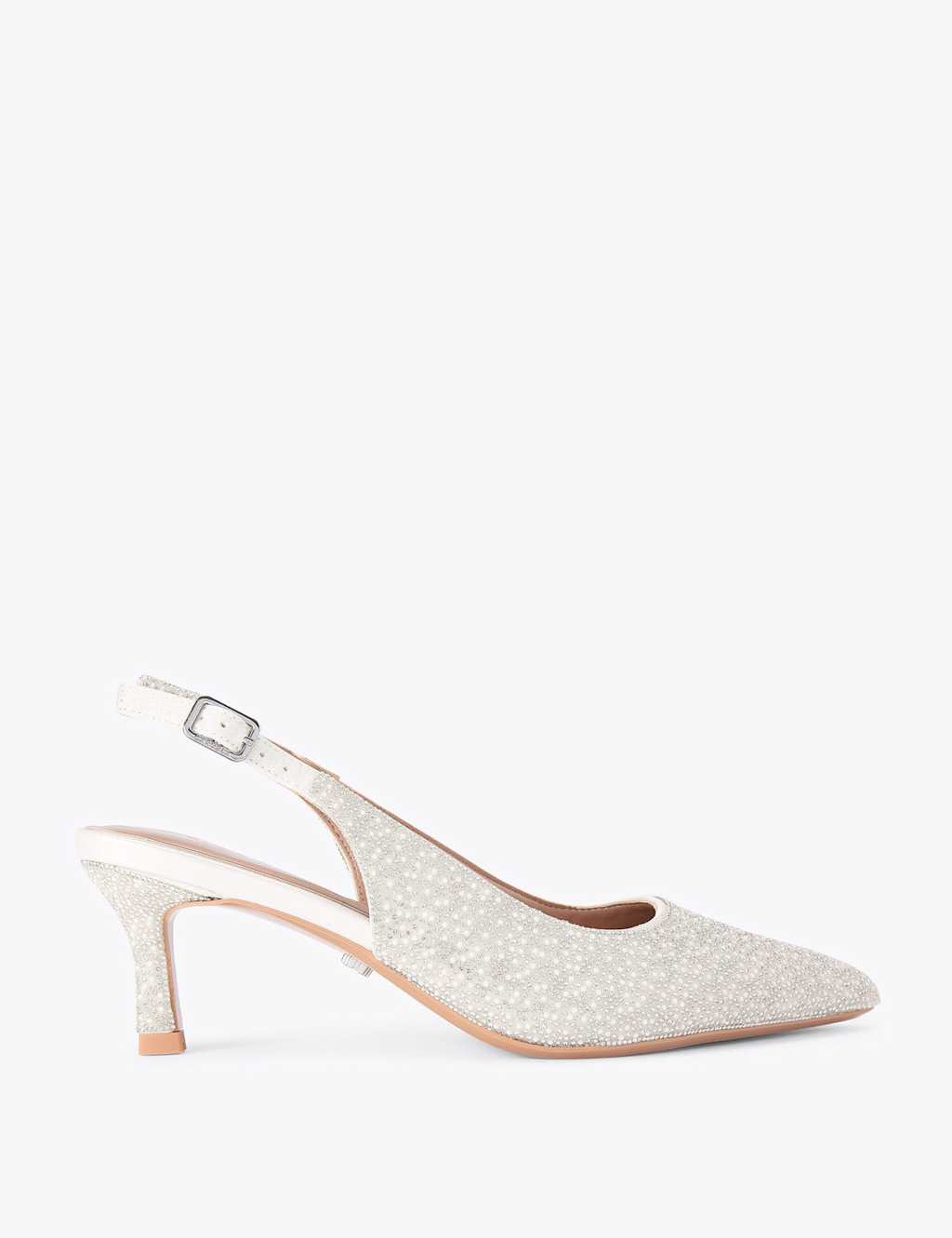 Carvela Women's Embellished Kitten Heel Slingback Shoes - 3 - White - Available at M&S