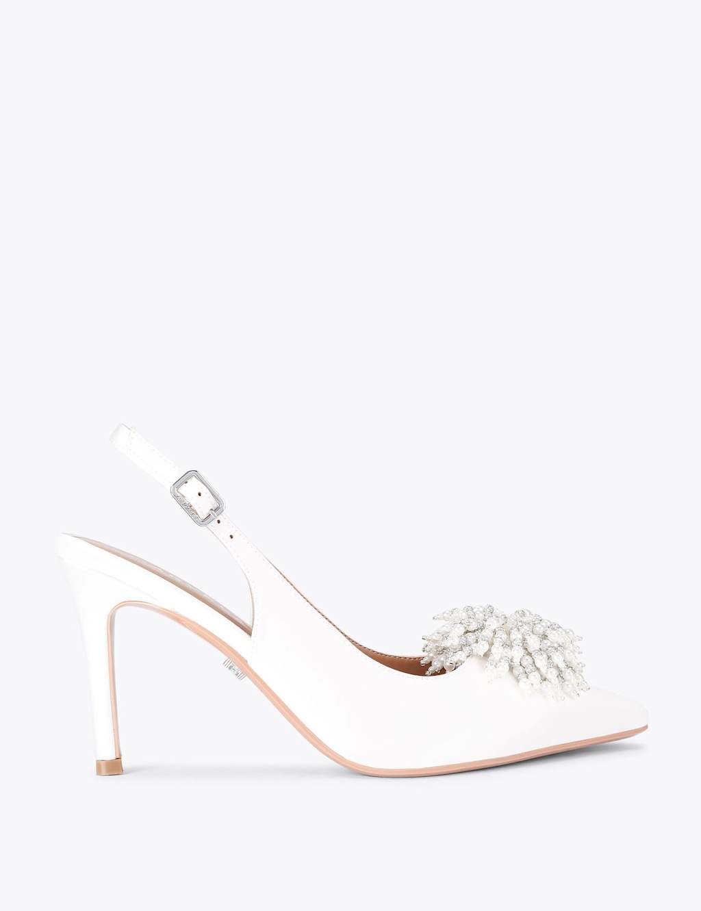 Carvela Women's Satin Embellished Slingback Shoes - 7 - White - Available at M&S