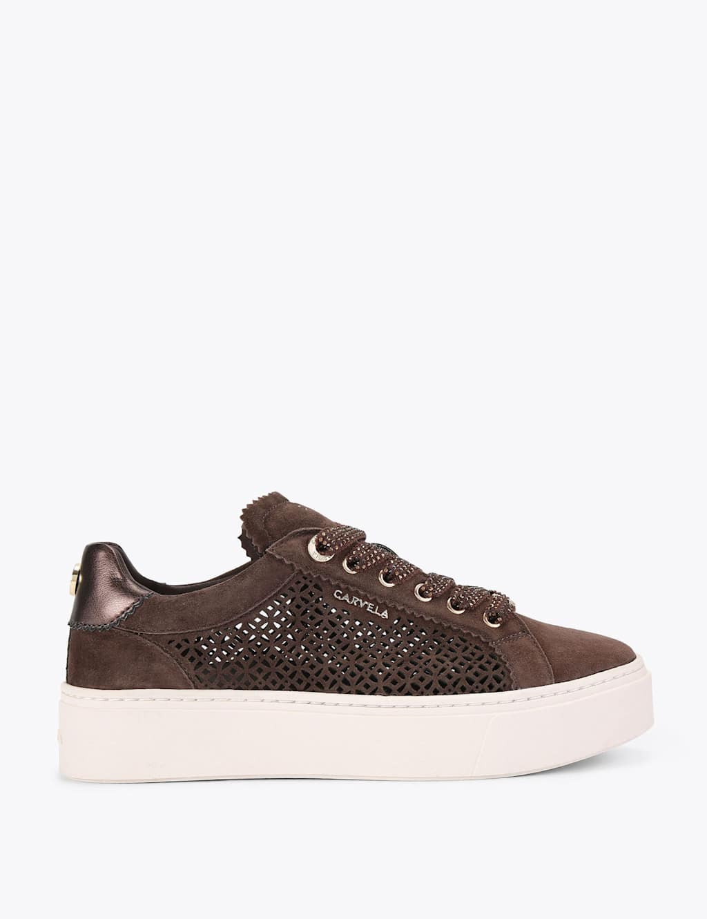 Carvela Women's Laser Cut Lace Up Trainers - 6 - Brown - Available at M&S