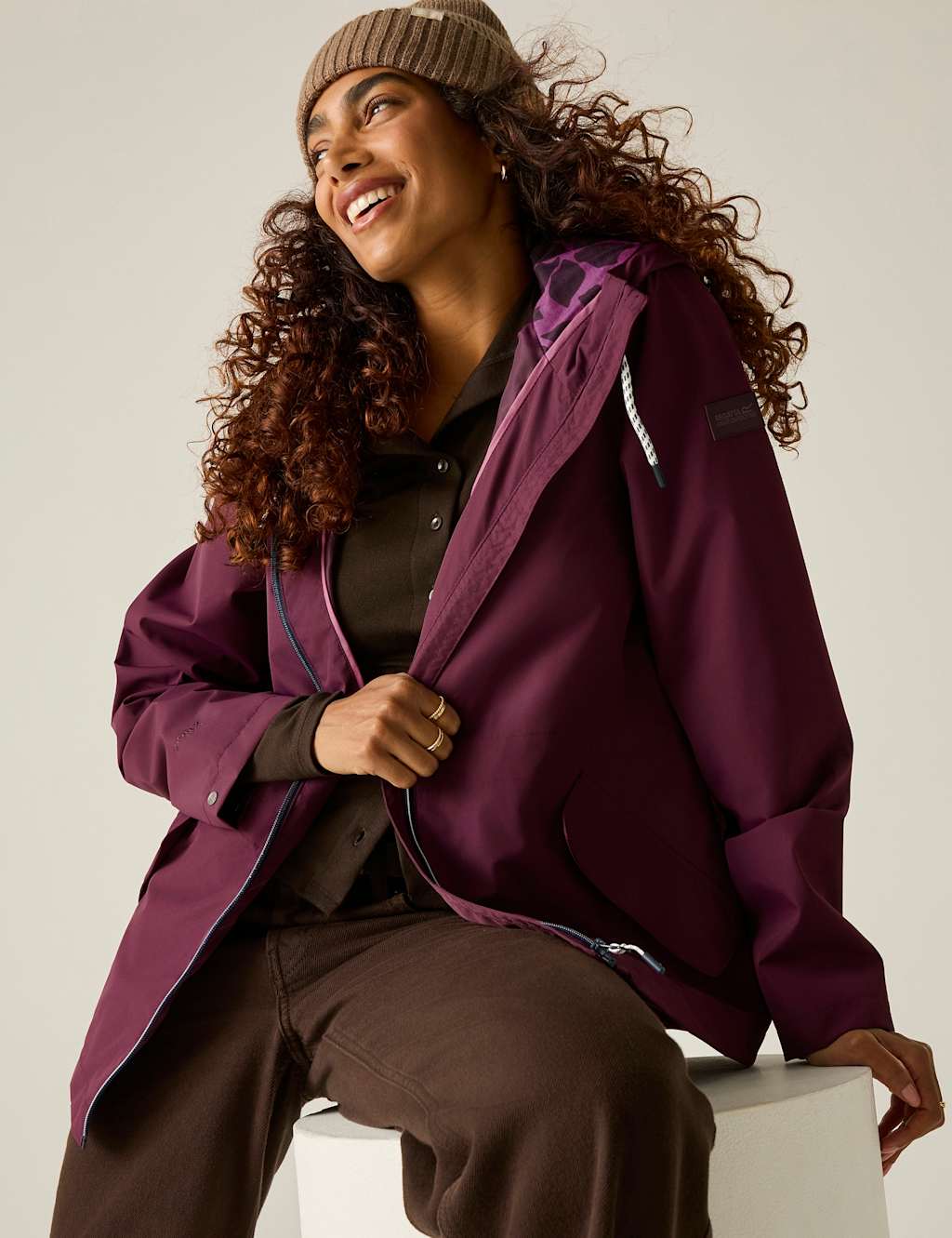 Regatta Women's Bayletta Waterproof Hooded Raincoat - 22 - Burgundy - Available at M&S