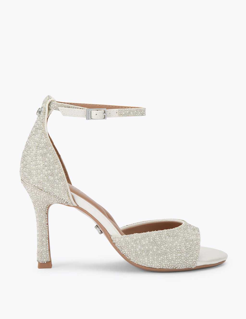 Carvela Sparkle Ankle Strap Stiletto Heel Sandals White