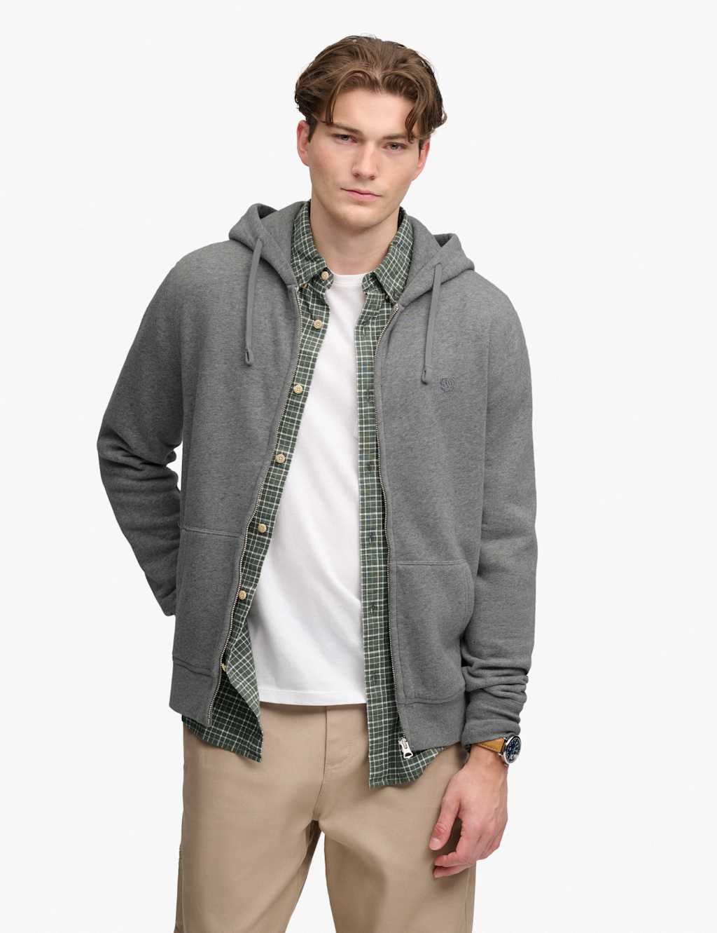 Superdry & Co Men's Cotton Rich Zip Up Hoodie - M - Dark Grey - Available at M&S