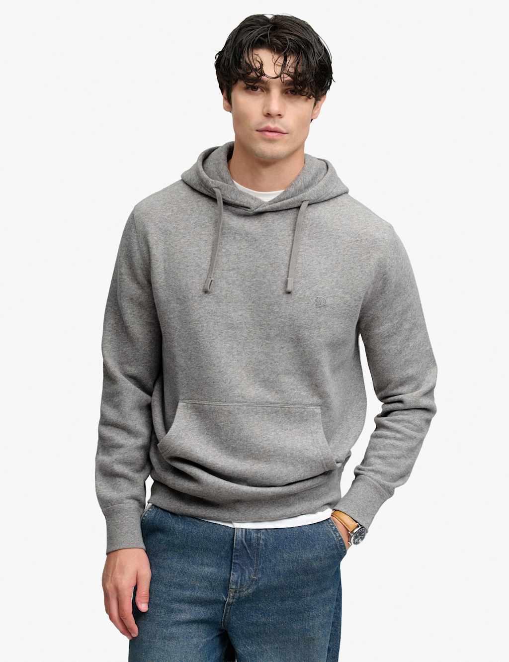 Superdry & Co Men's Cotton Rich Relaxed Hoodie - S - Dark Grey - Available at M&S