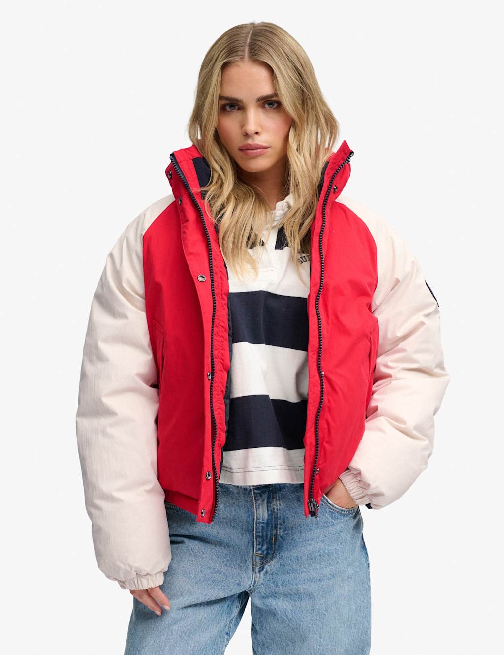 Superdry & Co Women's Cotton Rich Water Resistant Padded Jacket - 10 - Red Mix - Available at M&S