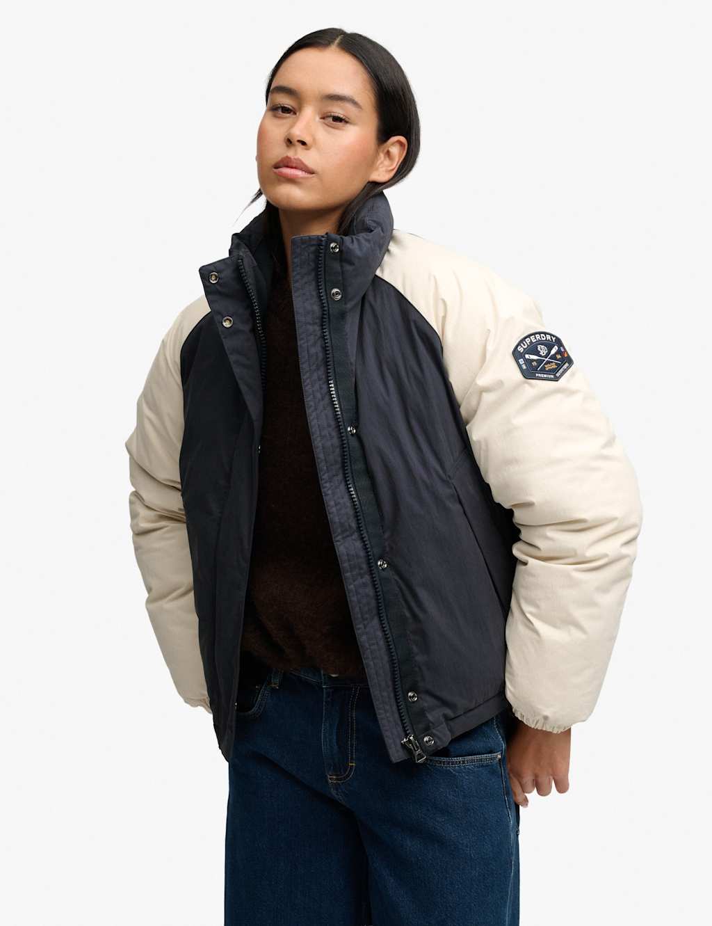 Superdry & Co Women's Cotton Rich Water Resistant Padded Jacket - 16 - Navy Mix - Available at M&S