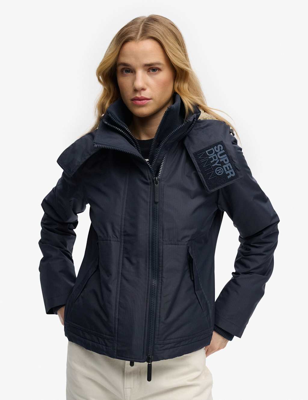 Superdry & Co Women's Water Repellent Hooded Relaxed Jacket - 10 - Navy - Available at M&S