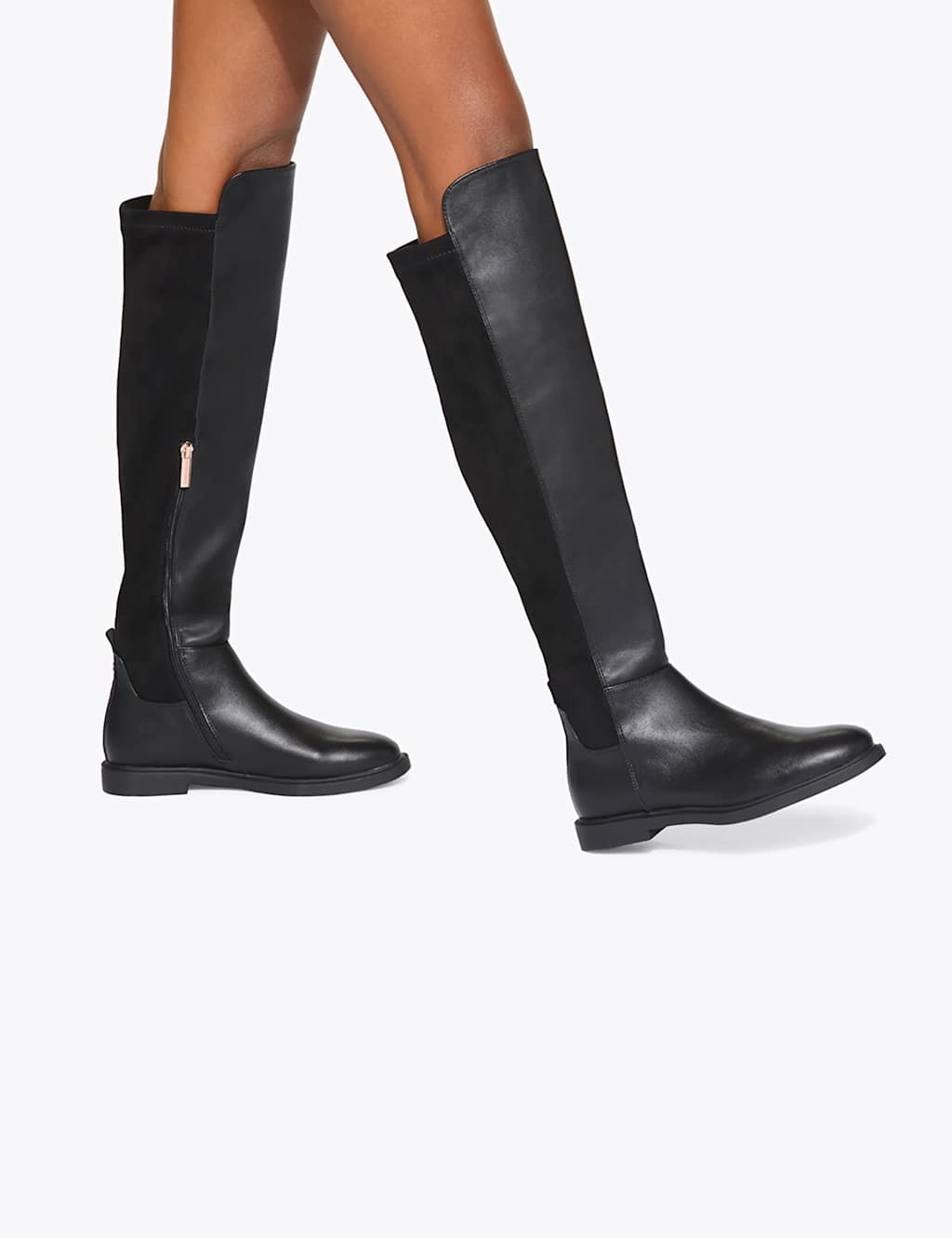 Kurt Geiger Women's Faux Suede Flat Knee High Boots - 8 - Black - Available at M&S
