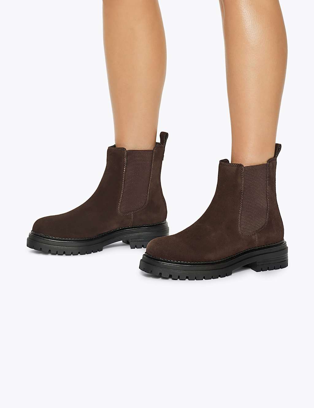 Kurt Geiger Women's Leather Flat Round Toe Chelsea Boots - 4 - Brown - Available at M&S