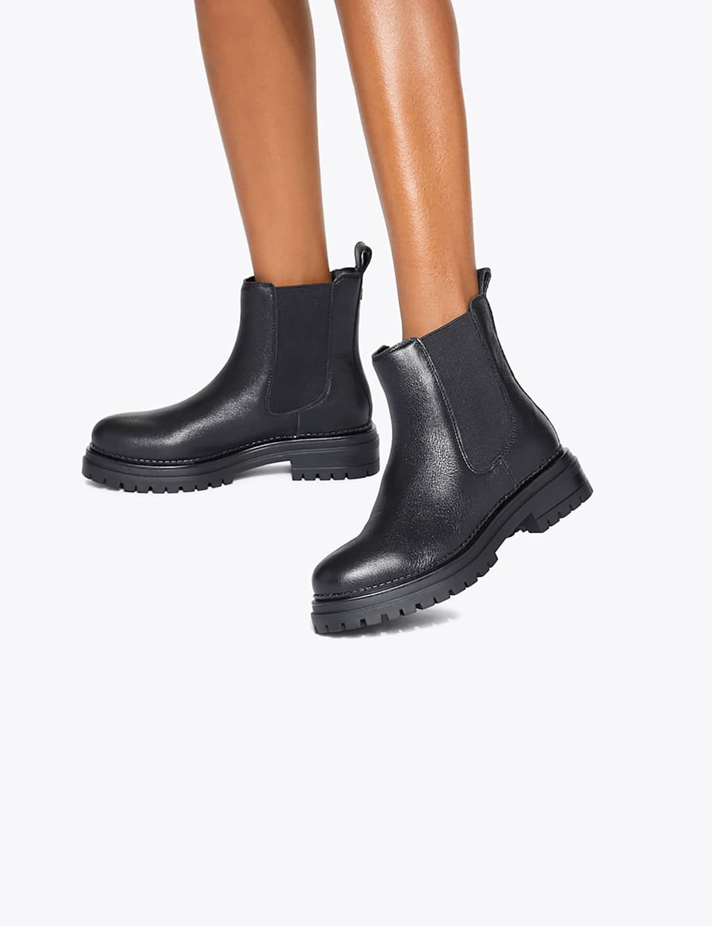 Kurt Geiger Women's Leather Flat Round Toe Chelsea Boots - 3 - Black - Available at M&S