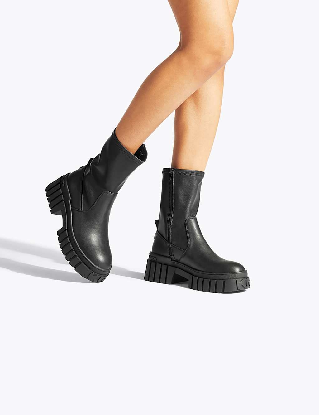 Kurt Geiger Women's Block Heel Round Toe Sock Boots - 8 - Black - Available at M&S