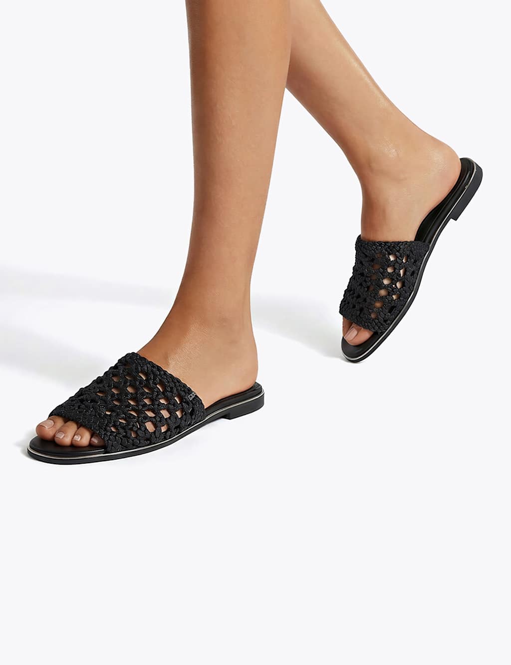 Kurt Geiger Women's Rhoda Woven Flat Mules - 3 - Black - Available at M&S