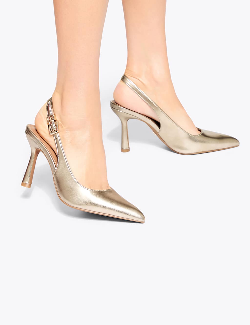 Kurt Geiger Women's Adina Stiletto Heel Slingback Court Shoes - 7 - Gold - Available at M&S