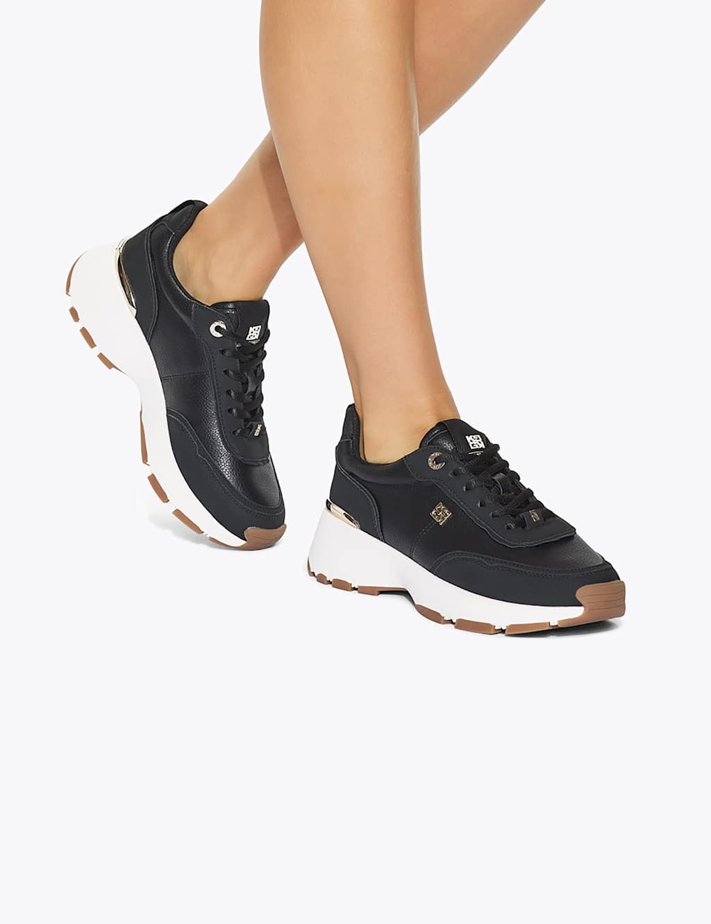 Kurt Geiger Women's Lace Up Logo Detail Chunky Wedge Trainers - 3 - Black - Available at M&S