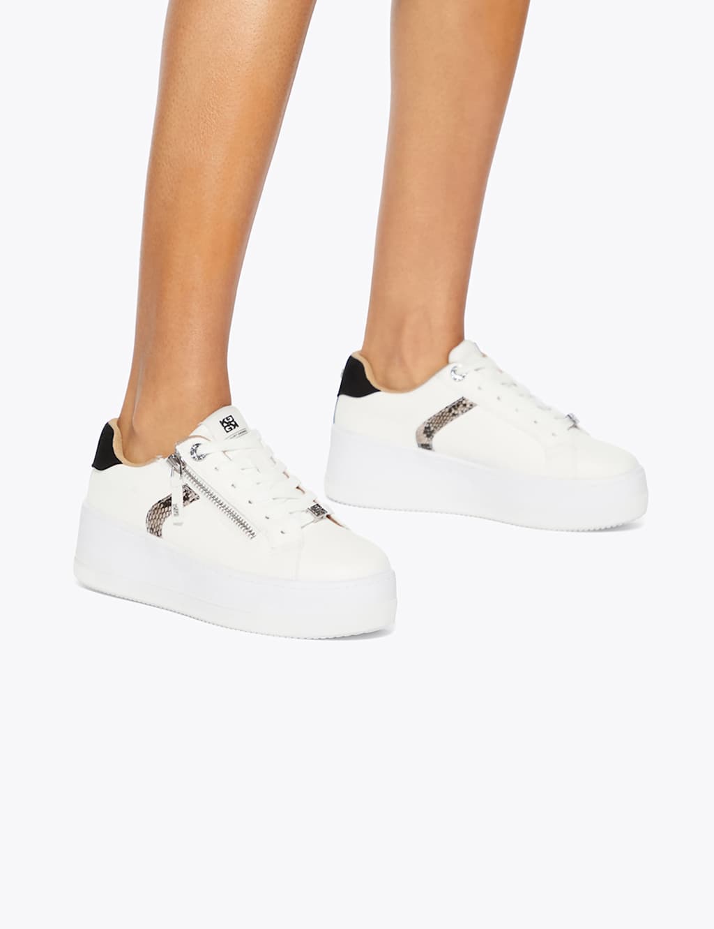 Kurt Geiger Women's Lace Up Zip Detail Flatform Trainers - 7 - White - Available at M&S