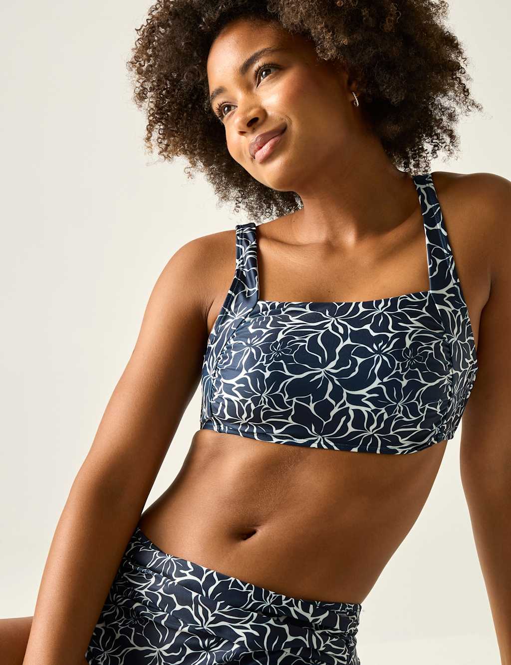Regatta Women's Loria Floral Padded Square Neck Bikini Top - 14 - Navy Mix - Available at M&S