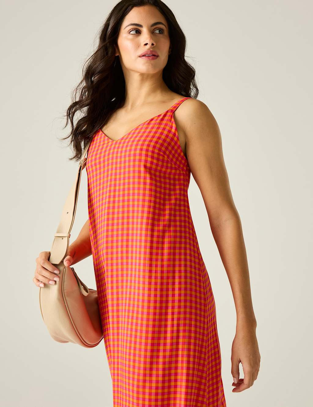Regatta Women's Nadalina Gingham V-Neck Midaxi Slip Dress - 18 - Pink - Available at M&S