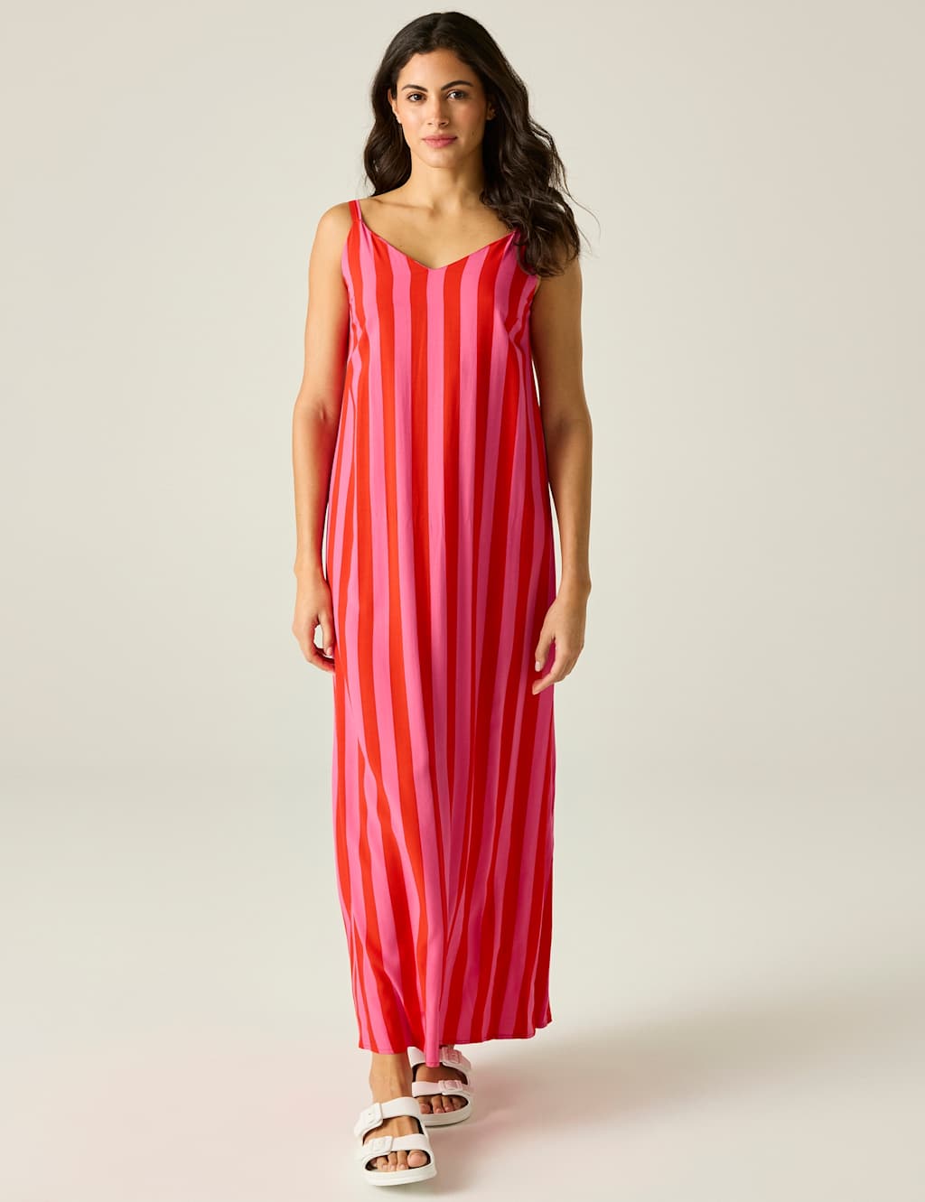 Regatta Women's Nadalina Striped V-Neck Midaxi Slip Dress - 10 - Pink Mix - Available at M&S