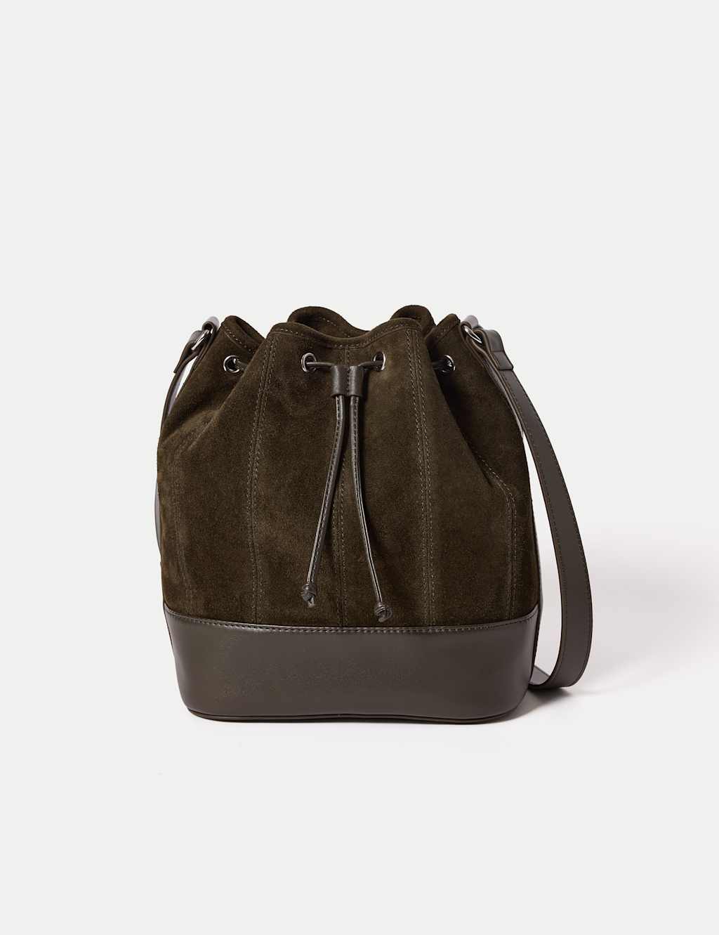 Jigsaw Women's Leather Drawstring Bucket Bag - Khaki - Available at M&S