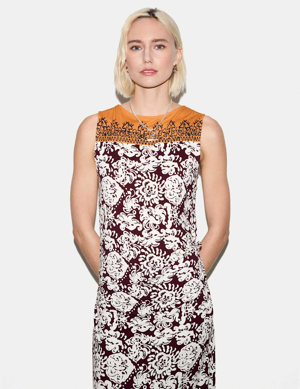 Jigsaw Women's Jersey Batik Top - Small - Burgundy Mix - Available at M&S