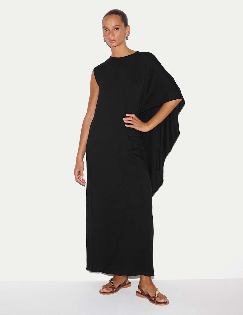 Jigsaw Women's Jersey Maxi Column Cape Dress - Small - Black - Available at M&S