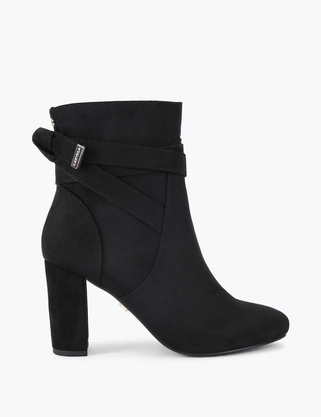 Carvela Women's Wide Fit Bow Strap Block Heel Ankle Boots - 8 - Black - Available at M&S