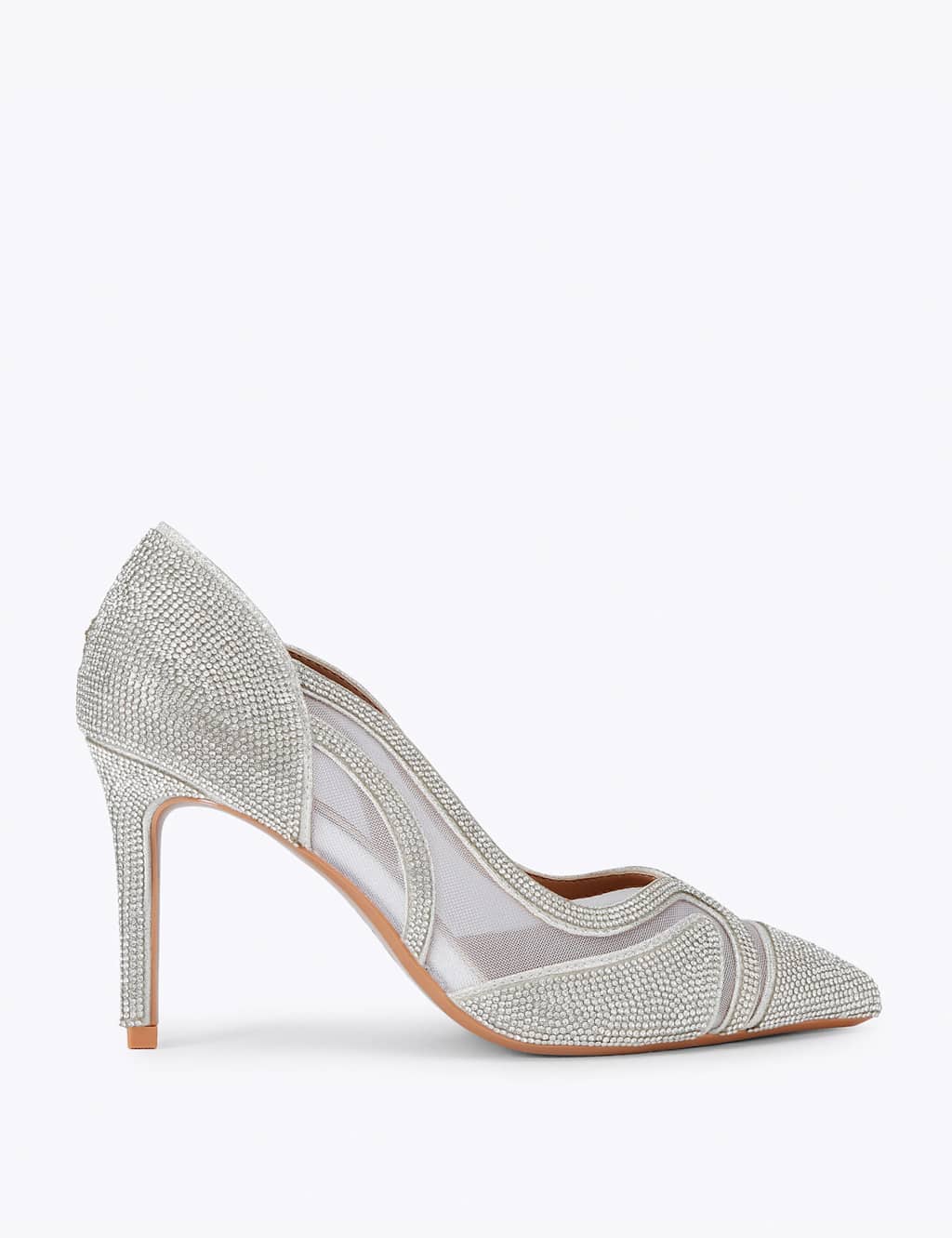 Carvela Women's Sparkle Stiletto Heel Pointed Court Shoes - 4 - Silver - Available at M&S