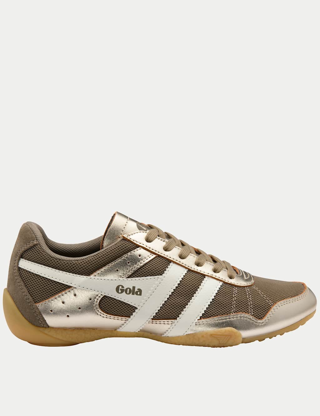 Gola Women's Cascade Glimmer Lace Up Metallic Trainers - 8 - Gold Mix - Available at M&S