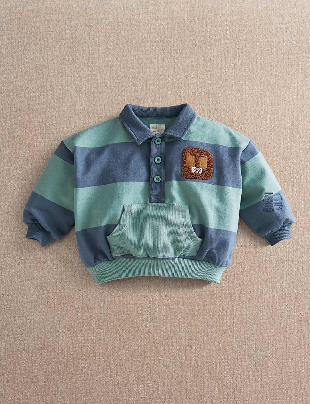 Mamas & Papas Boys Cotton Rich Striped Polo Collar Sweatshirt (0-24 Mths) - 6-9 Months - Multi - Available at M&S