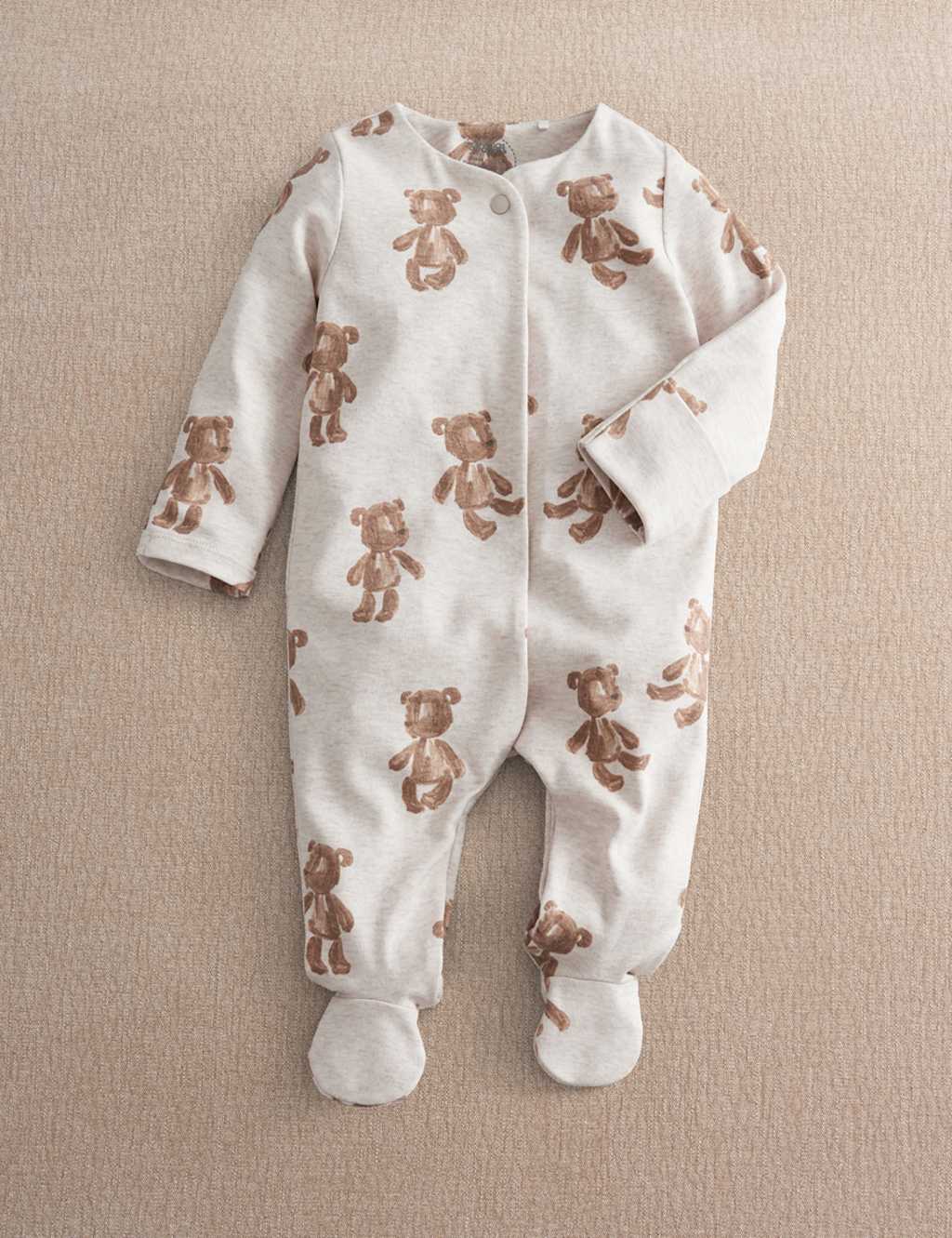 Mamas & Papas Kids Pure Cotton Bear Sleepsuit (0-6 Mths) - Tiny - White - Available at M&S