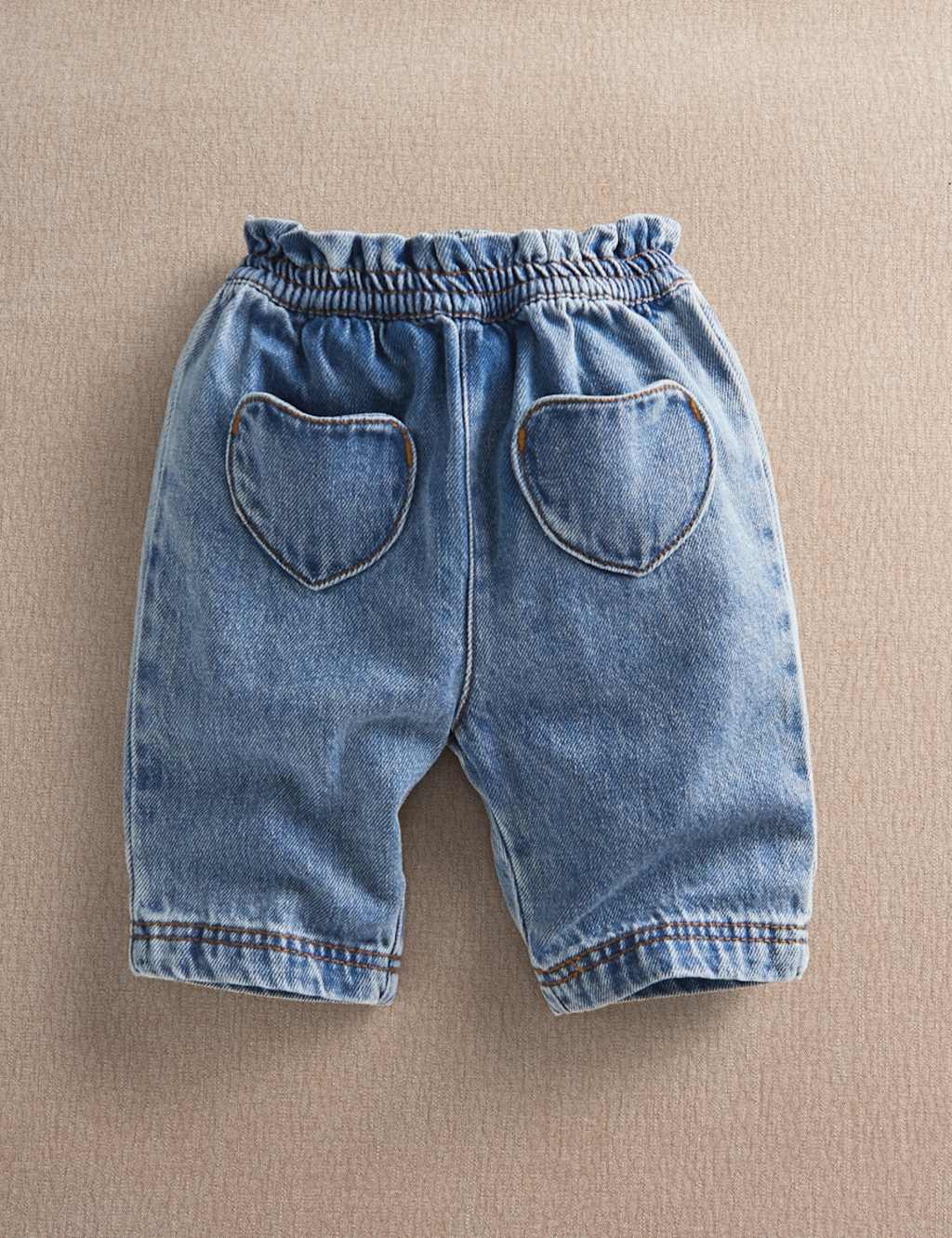 Mamas & Papas Girls Pure Cotton Denim Heart Jeans (3-36 Mths) - 2-3 Years - Navy - Available at M&S