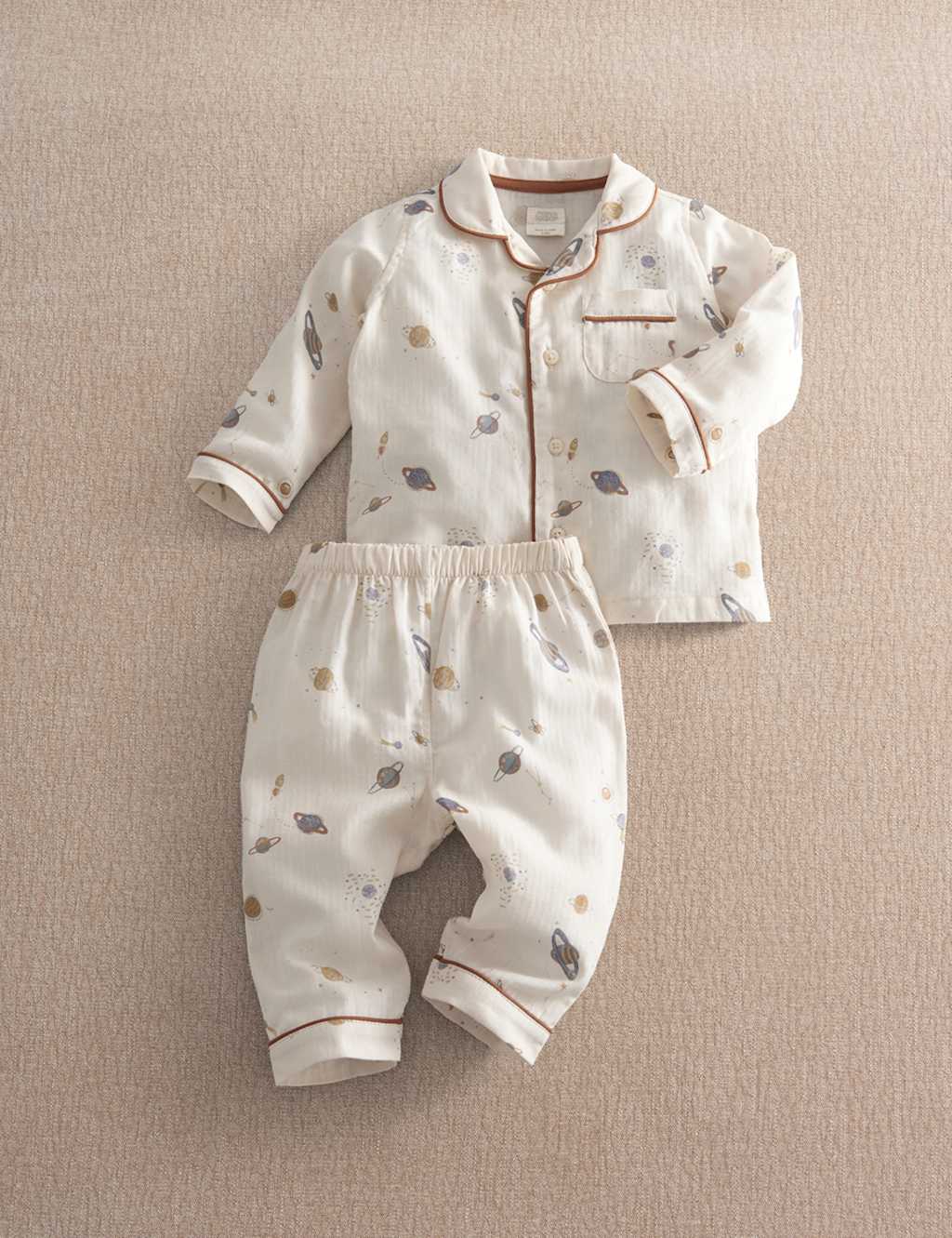 Mamas & Papas Boys Pure Cotton Planets Woven Pyjamas (3-36 Mths) - 12-18 Months - Multi - Available at M&S