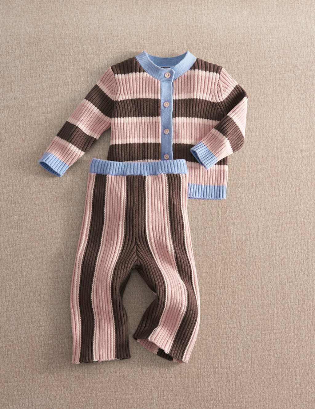 Mamas & Papas Girls 2 Piece Pure Cotton Striped Outfit (0-3 Yrs) - 6-9 Months - Multi - Available at M&S