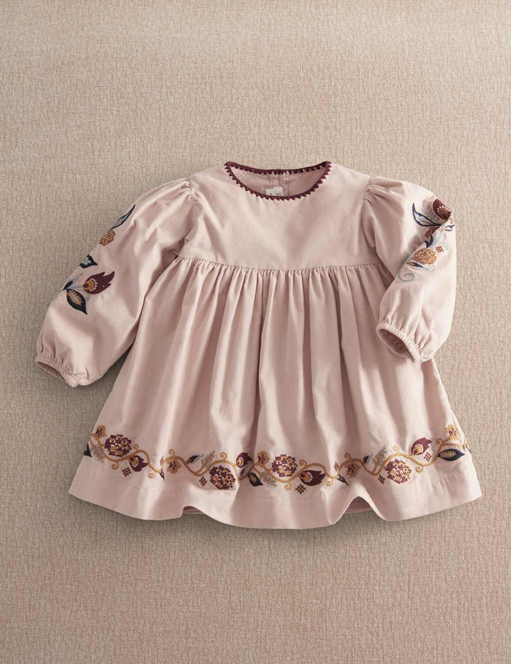 Mamas & Papas Girls Pure Cotton Cord Embroidered Dress (0-24 Months) - 3-6 Months - Pink - Available at M&S