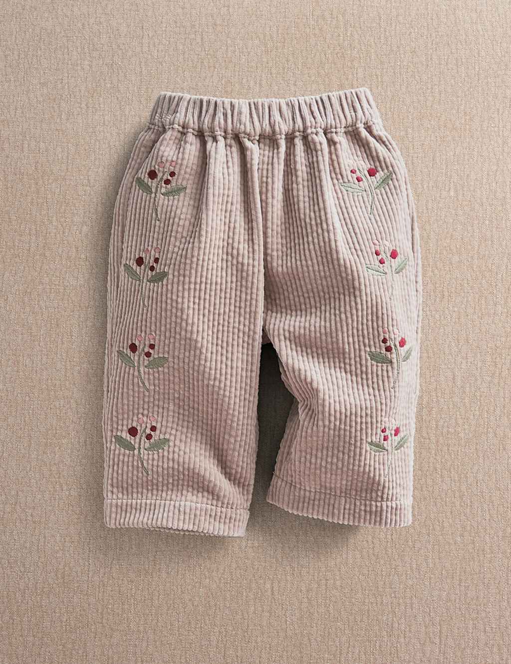 Mamas & Papas Girls Cord Berry Embroidered Trousers (0-36 Mths) - 18-24 Months - Pink - Available at M&S