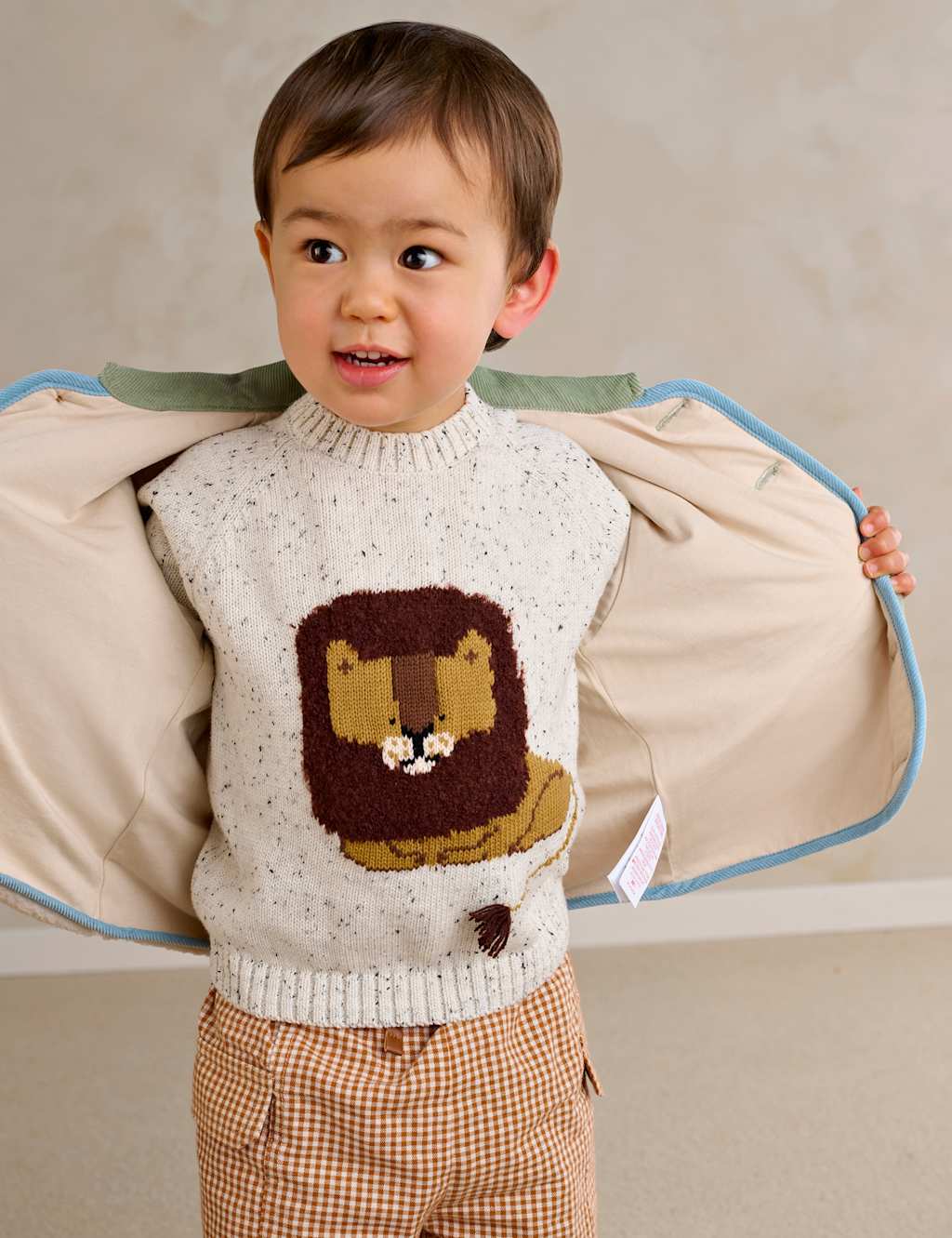 Mamas & Papas Boys Borg Jacket (3 Months - 3 Years) - 9-12 Months - Cream - Available at M&S