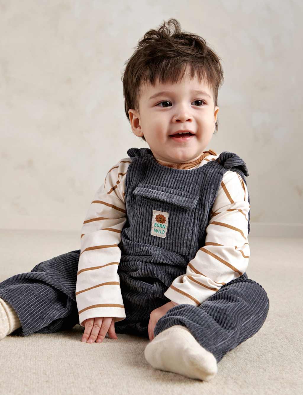 Mamas & Papas Boys 2 Piece Cord Dungarees Outfit (0-24 Mths) - 12-18 Months - Blue - Available at M&S